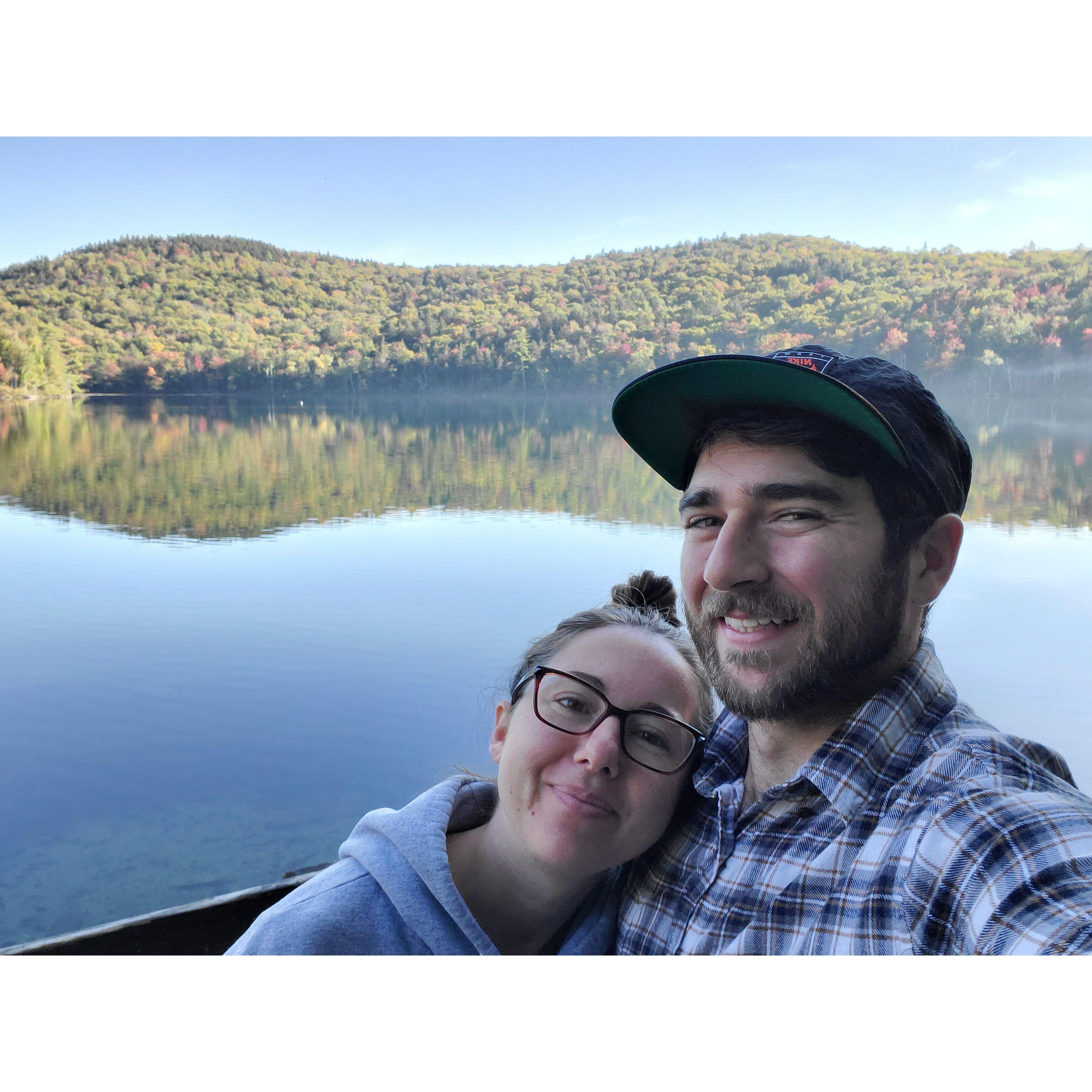 Camping at a lake near Lincoln, New Hampshire in 2019