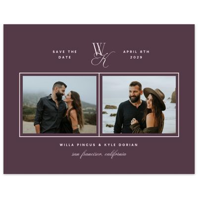 Dark Plum, Purple Wedding Digital Save the Date - Lux Multiphoto