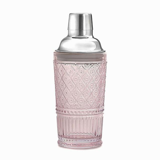 Godinger Cocktail Shaker, Martini Shaker, Glass Cocktail Shaker, Vintage Decor - 17oz, Claro Collection, Blush
