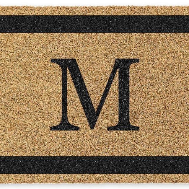 COCO MATS 'N MORE Coir Personalized Doormats Monogrammed (22" x 36") - Made in USA, Tough Coir Cleans Dirtiest Shoes (Black, Single Border)