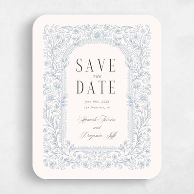 Beige Rounded Wedding Save the Date - Tauriel Portrait