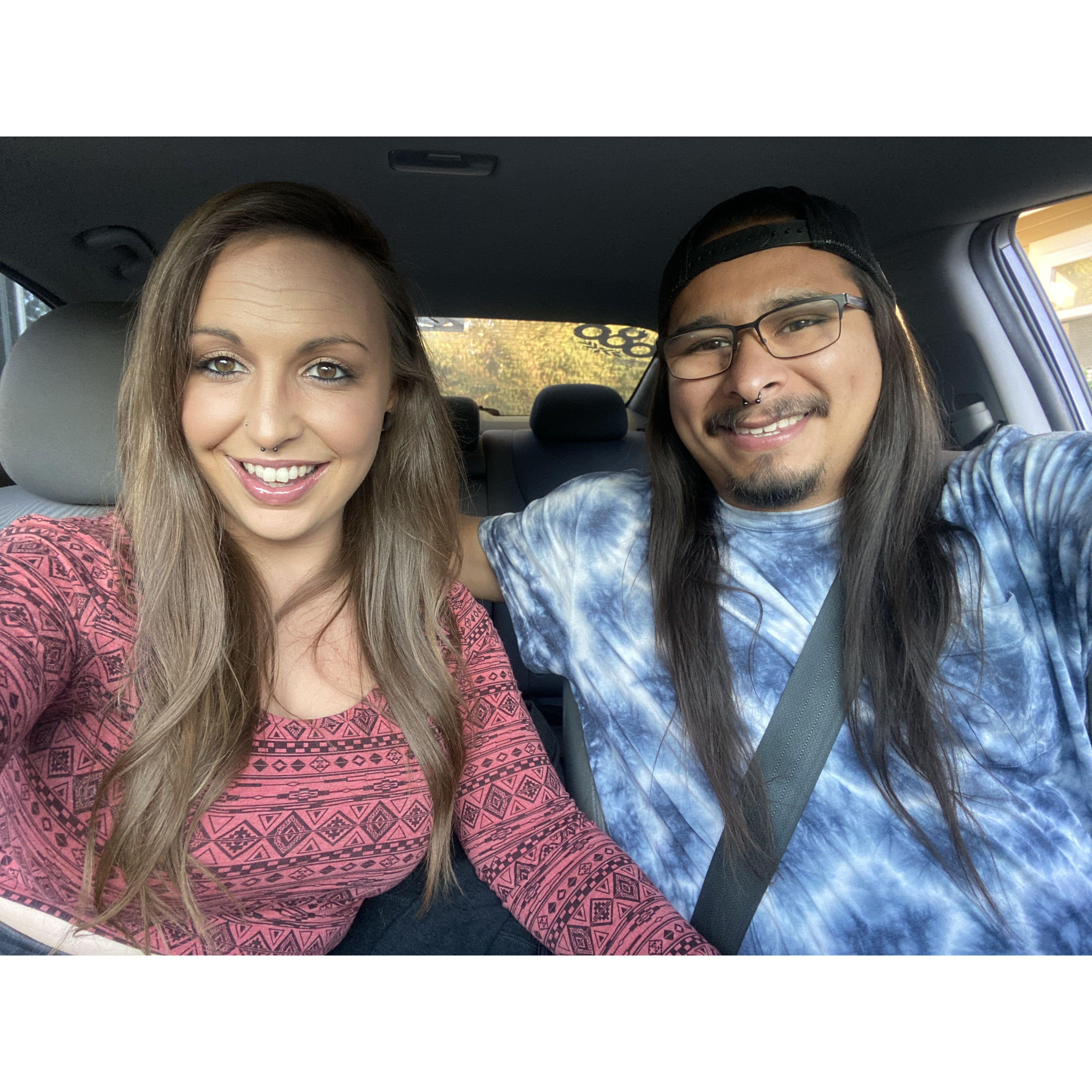 One of the many adventures spent together in Trinity! (Dani's Car)