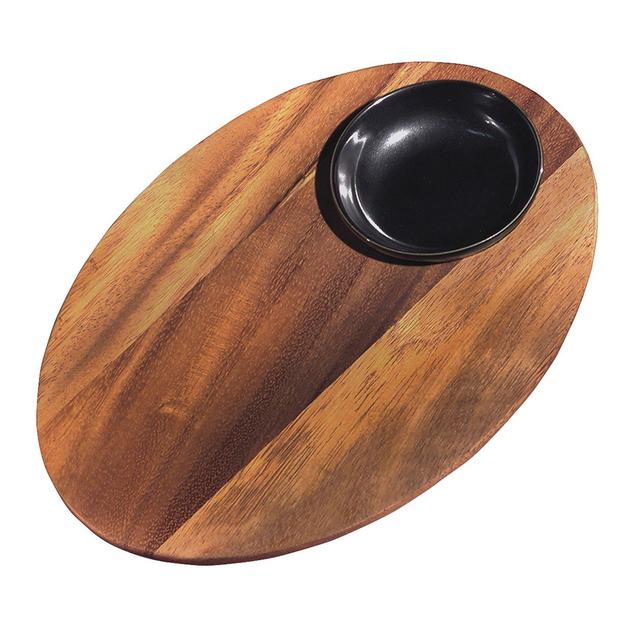 Ironwood Gourmet 28147 Bread Board With Dipping Bowl, Acacia Wood