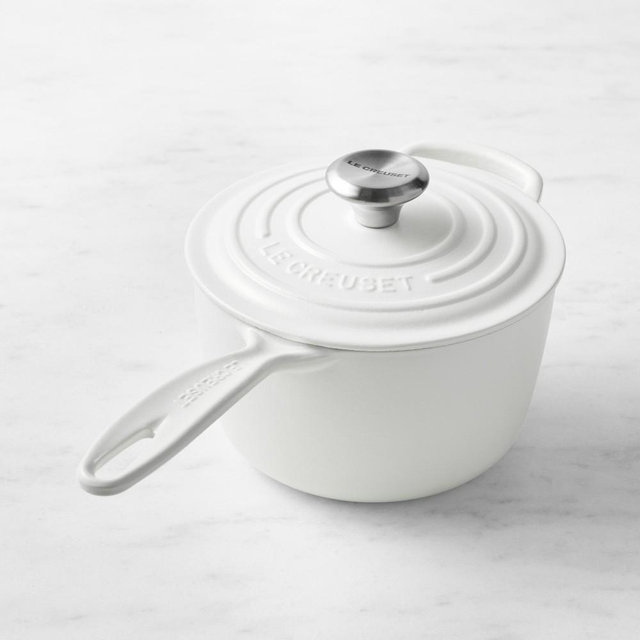 Le Creuset Signature Enameled Cast Iron Saucepan, 1 3/4-Qt., Matte White