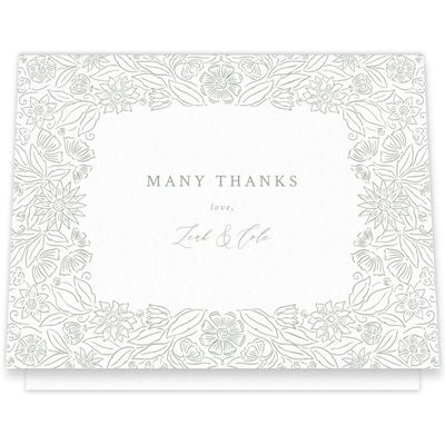 Sage, Green Wedding Thank You - Juliet Landscape Letterpress