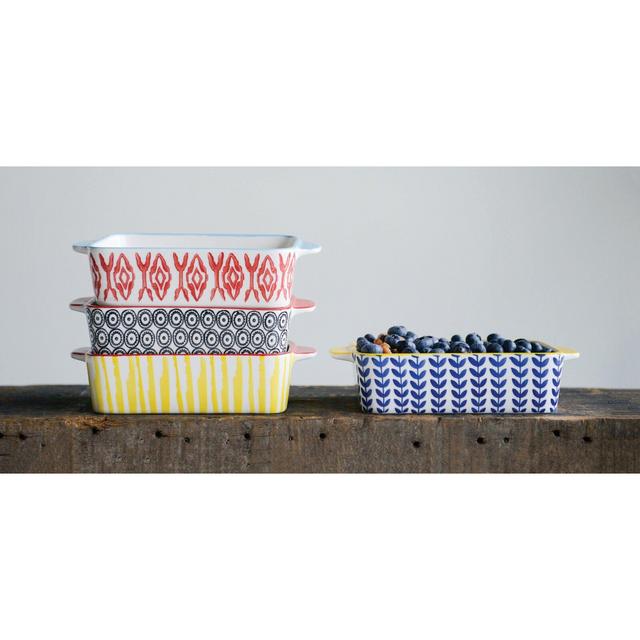 Creative Co-Op Rectangular 4 Piece Hand Painted Baker Set