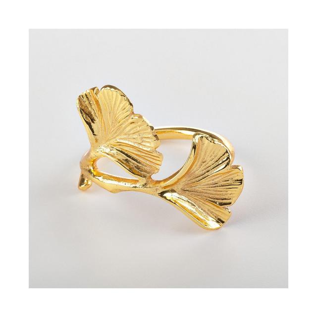 Saro Lifestyle Ginko Design Napkin Ring Ginko Napkin Ring, Set of 4