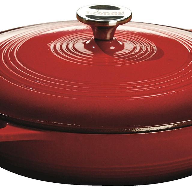 Lodge EC3CC43 Enameled Cast Iron Covered Casserole, 3-Quart, Island Spice Red
