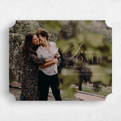 Pink Ticket Wedding Save the Date - Poplar Landscape