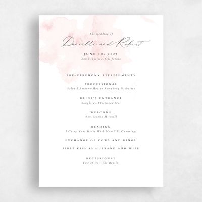 Blush, Pink Wedding Program - Lombok