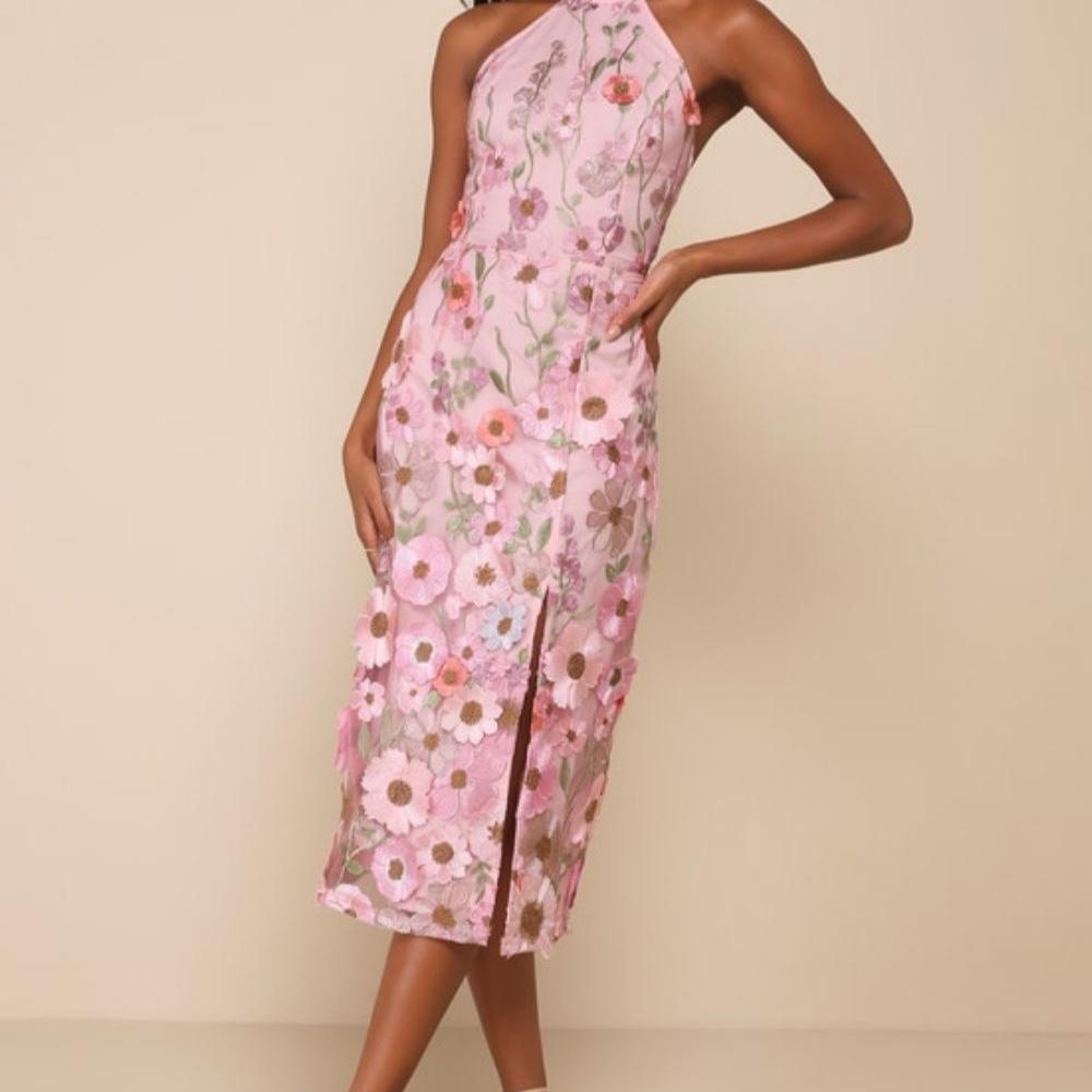 https://www.lulus.com/products/unique-impression-pink-3d-floral-embroidered-halter-midi-dress/2388571.html
