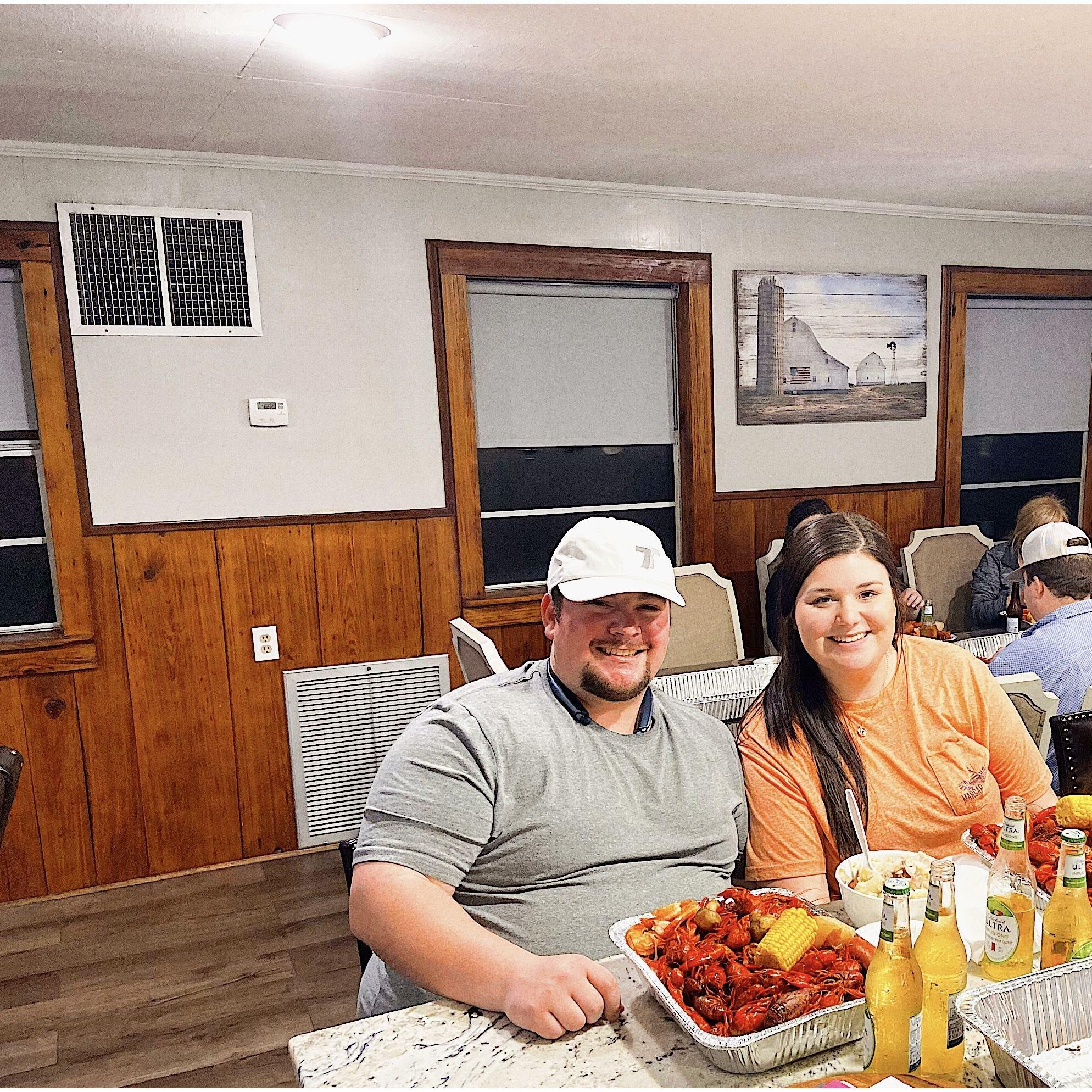 Cody's First Time Eating Crawfish! I had to peel most of them for him.