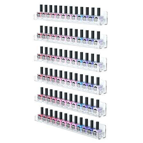 Femeli Acrylic Nail Polish Rack Organizer 6 Tier,Clear Wall Mount Essential Oil Shelf Organizer for Home Salon Business Spa