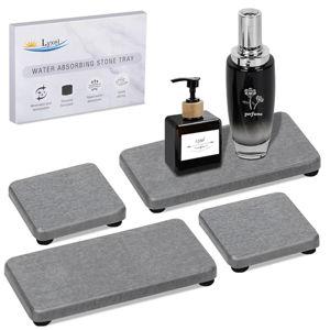 4PCS Stone Drying Tray for Bathroom Sink and Kitchen Counter, Fast Drying Diatomite Stone Sink Tray Soap Trays, Diatomaceous Coaster, Water Absorbing Stones Trays for Sinks