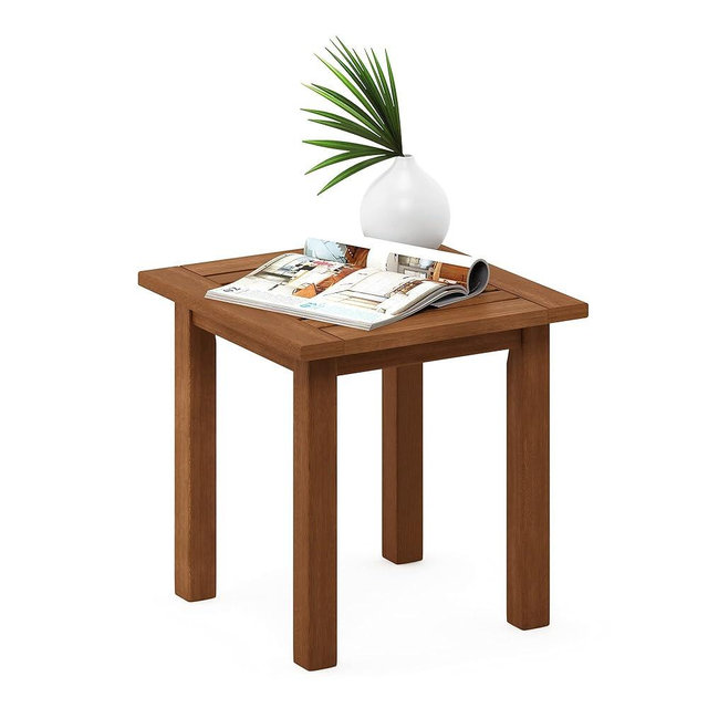 Furinno FG18506 Tioman Hardwood Patio Furniture Outdoor End Table, Natural