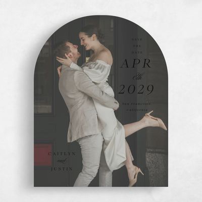 Black Arch Wedding Save the Date - Rosamund Photo