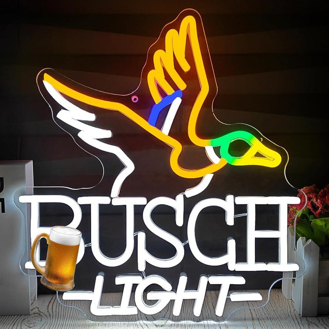 Beer Neon Sign Duck Beer Neon Light for Wall Decor Dimmable Bar LED Sign for Man Cave Bars Pub Party Store USB Powered Bu-Sch Sign Light for Gift