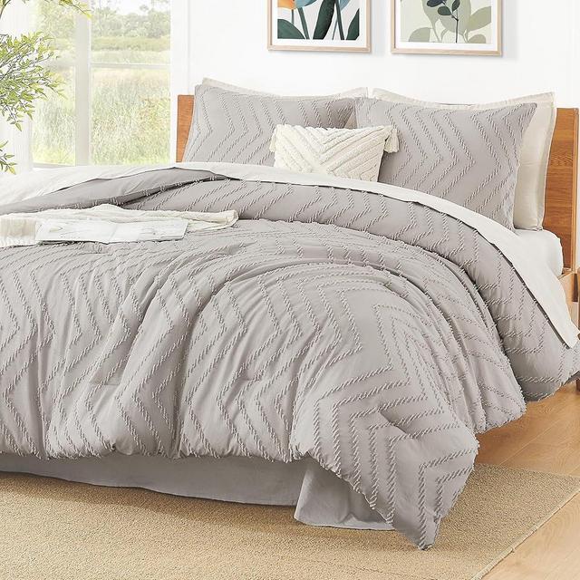 Litanika Comforter Oversized King Size Set Linen, 3 Pieces Chevron Tufted Solid Bedding Comforter Sets, Fluffy Bed Set