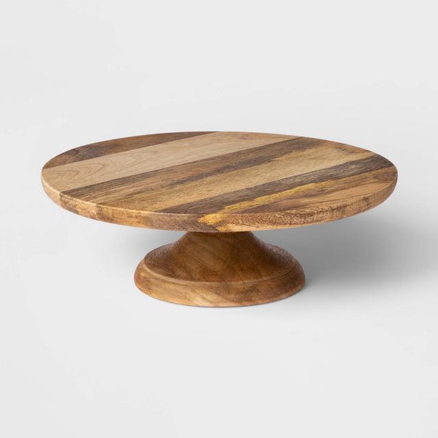 12" x 4.5" Turned Wood Serving Pedestal Natural - Threshold™