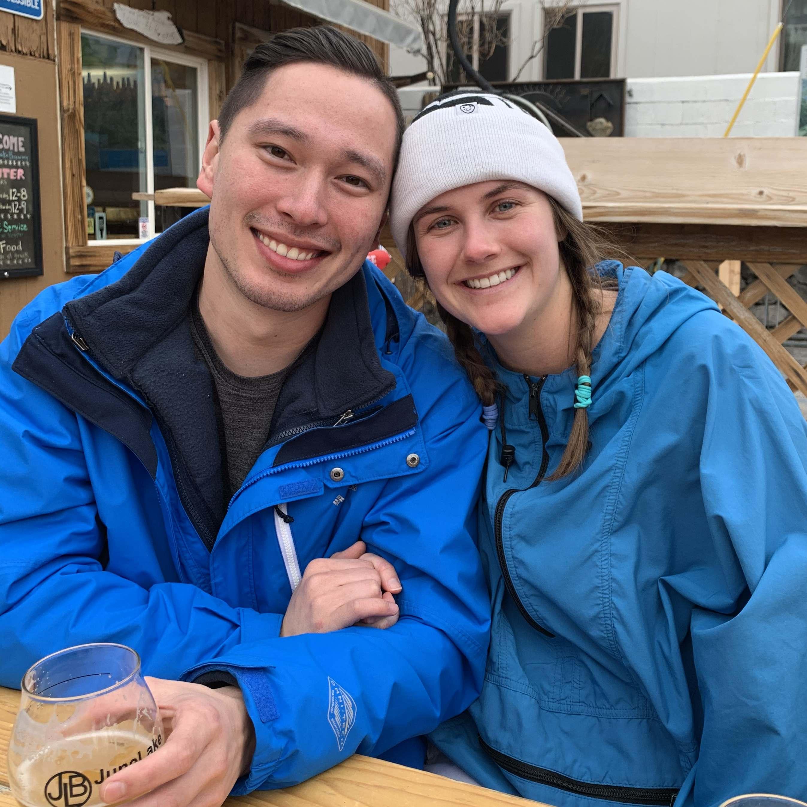 Jake's first time meeting my family in California. This photo is from his first time skiing.