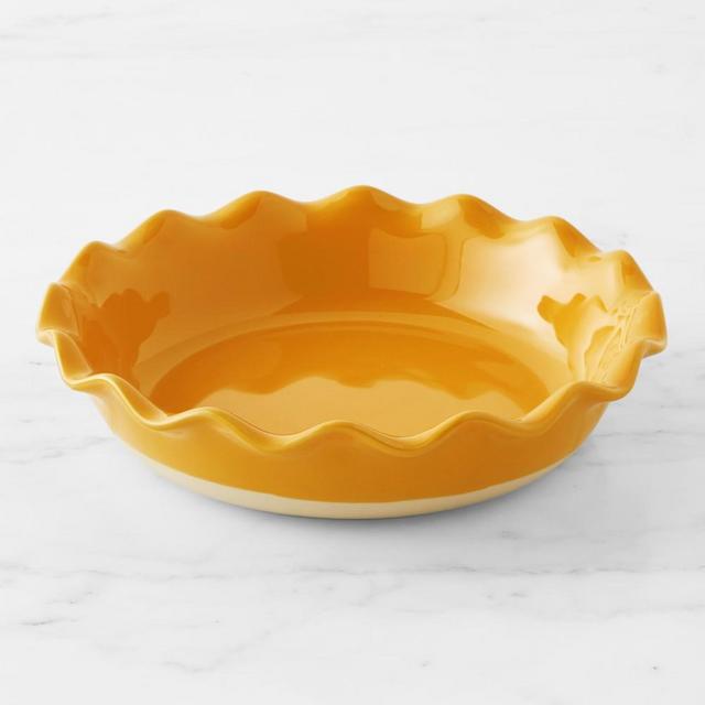 Emile Henry French Ceramic Ruffled Pie Dish, Honey