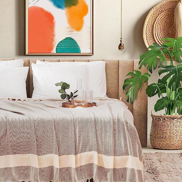 Wrap Yourself in Luxury with Our Turkish Cotton Vintage Throw Blanket - 77" x 92" Large, Cozy, and Stylish - Perfect for Home, Travel, and More