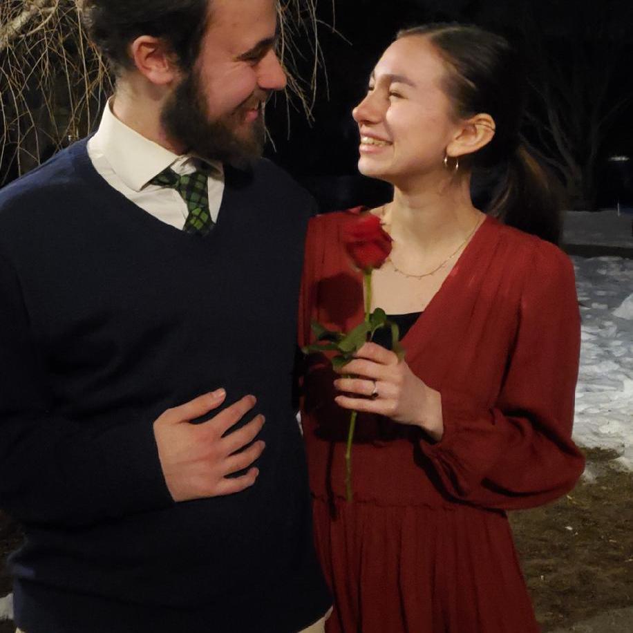 Us at the Rose Dinner, where we fell in love two years before.