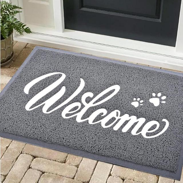 T.HENV Door Mat Welcome, Outdoor/Indoor Heavy Duty Non Slip Doormat for Front Door Entance, Outside Door Mats for Home Entry Floor, Easy to Clean, Waterpoof Doormats, 30"x17.5", Grey-Welcome A