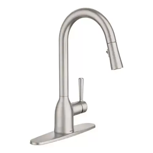 Moen Adler Spot Resist Stainless 1-Handle Deck-Mount Pull-Down Handle Kitchen Faucet (Deck Plate Included)
