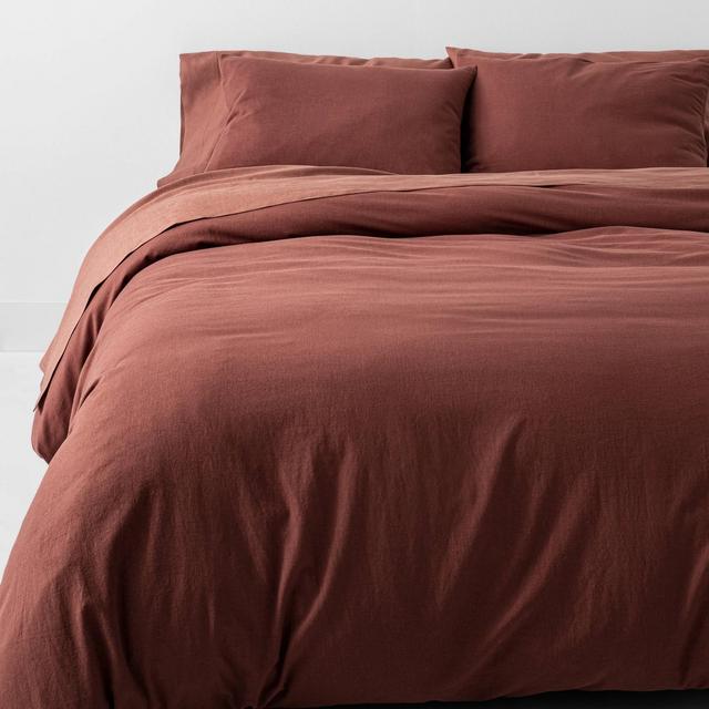 King Cashmere Blend Duvet Cover & Sham Set Dark Clay - Casaluna™