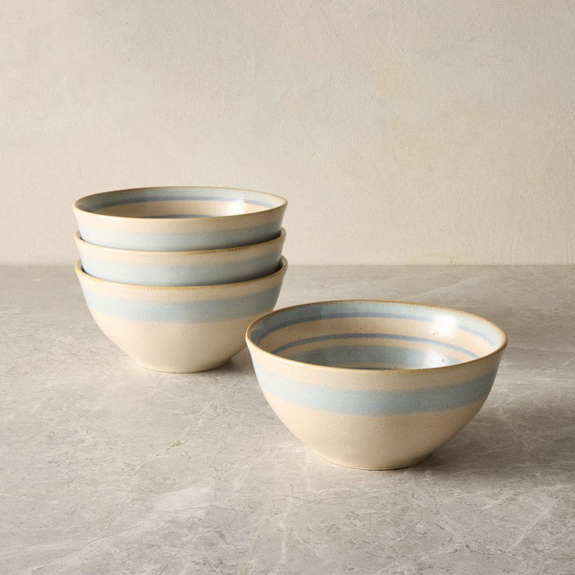 Cabana Cereal Bowl, Stoneware, Stripe, Set of 4