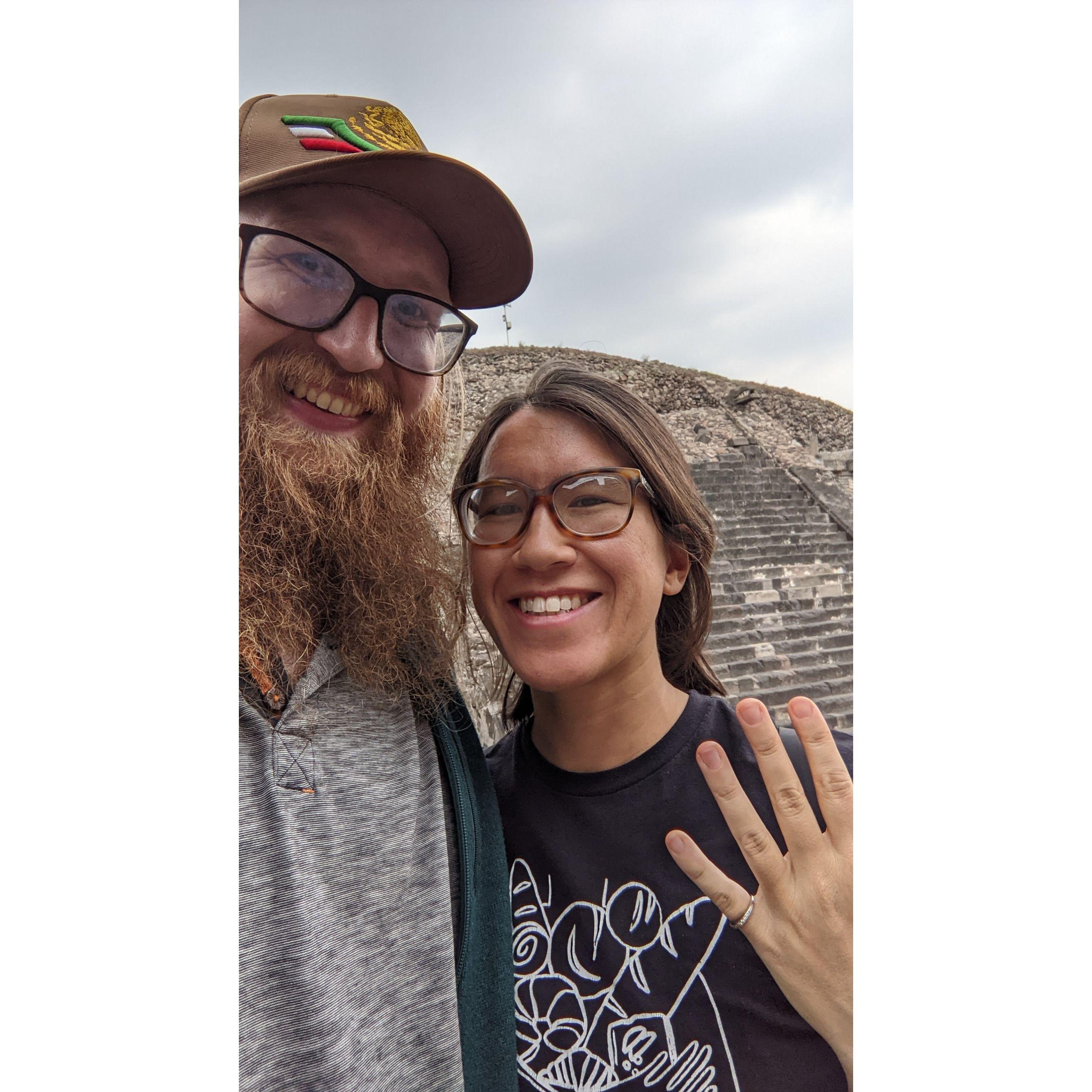 Getting engaged at Teotihuacan, Mexico