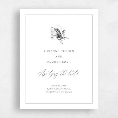 White Floral Wedding Save the Date - Novela Stamp
