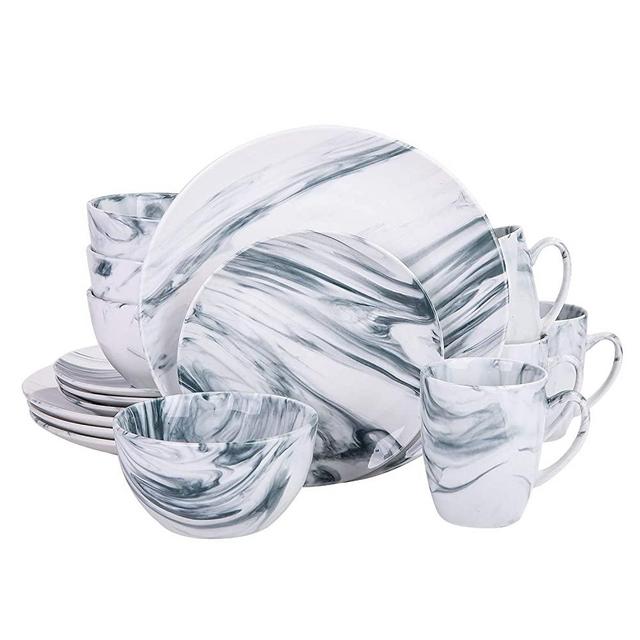 Cutiset Unique Accent Elegant Natural Marbleized 16 piece dinnerware set, service for 4