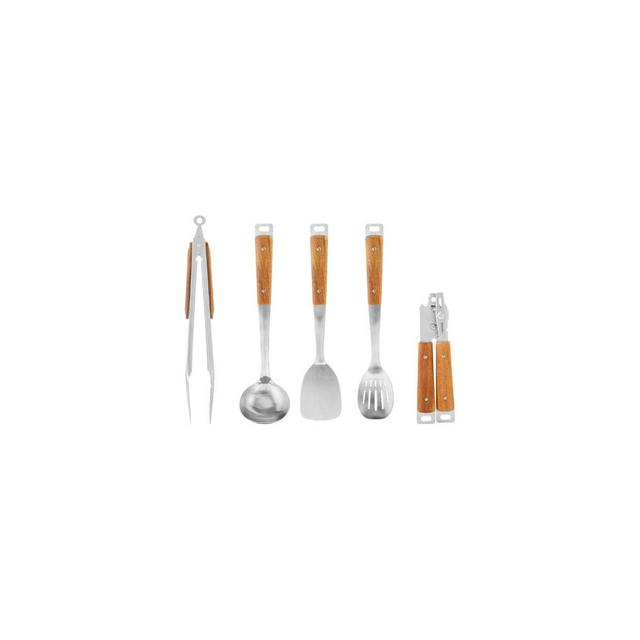 Hamilton Beach 5pc Utensil Set with Acacia Wood Handles - Silver
