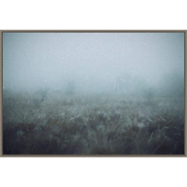 33" x 23" Blue Mist by Kim Curinga Framed Canvas Wall Art Print - Amanti Art