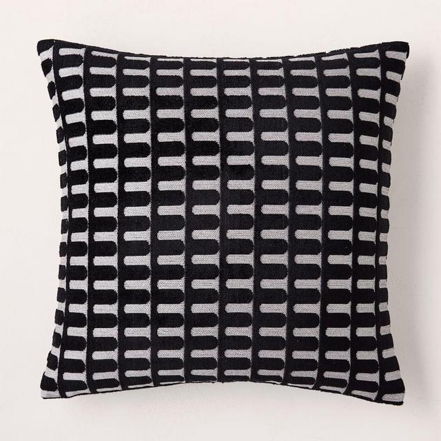 Cut Velvet Archways Pillow Cover, 20"x20", Black