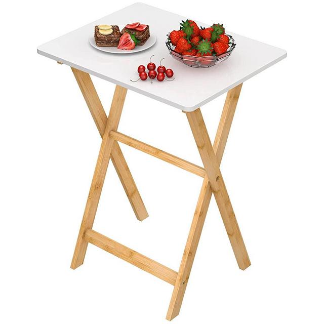 Tv Tray Folding Tray Table-Tv Table Trays,Tv Dinner Table-Snack Table-with Sturdy Bamboo Legs,Perfect for Eating on The Sofa or Working in The Living Room，No Assembly Required