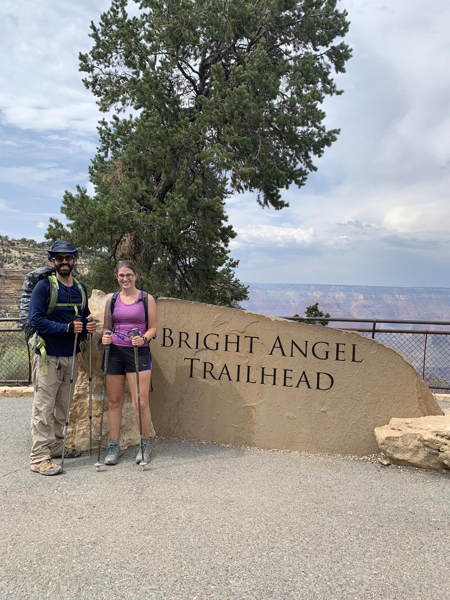 At the trailhead after hiking to the Colorado River and back. One of the hardest and most rewarding hikes we've ever done.