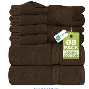 Utopia Towels 8-Piece Premium Towel Set, Brown