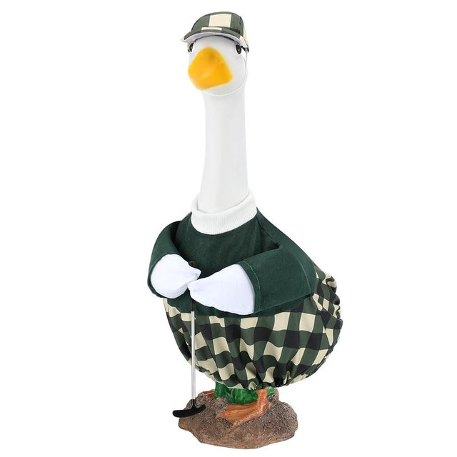 Arrowbash Golfer Goose Outfit Teeing Off Porch Yard Golfer Costume Clothes Fit for 23" Goose with Golf Clubs and Pins for Lawn Decor Outdoor Garden Patio Statue Art