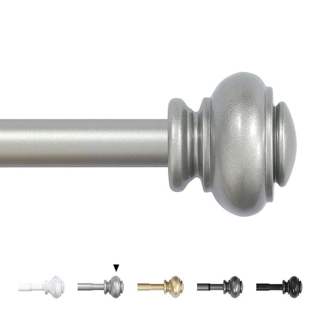 H.VERSAILTEX Curtain Rods for Windows 16.2 to 106.2 Inches 3/4 inch Diameter Adjustable Decorative Telescoping Curtain Rod with Brackets Heavy Duty Splicing Window Rods with Classic Finials, Nickel