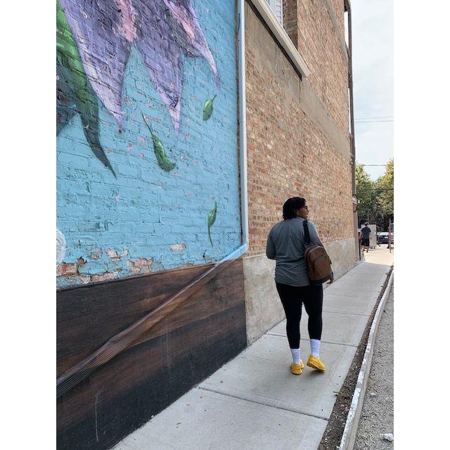 Sherree's view of Nicole at the same mural in Chicago snapped after brunch.
