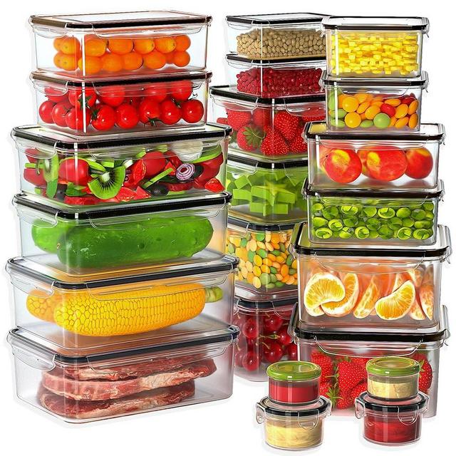 GEIKR 44 PCS Plastic Food Storage Containers with Lids Airtight, BPA-Free Leakproof Meal Prep Containers Reusable,Microwave & Dishwasher & Freezer Safe,Includes Labels & Pen