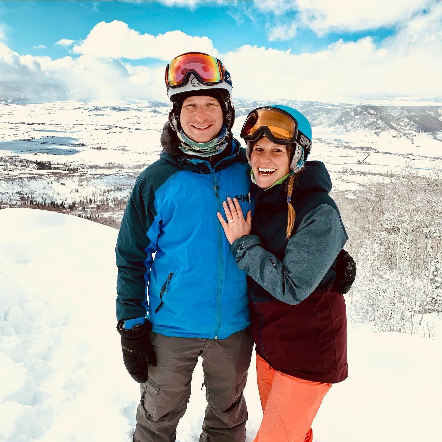 Engaged on a powder day at the Broadway benches in Steamboat!