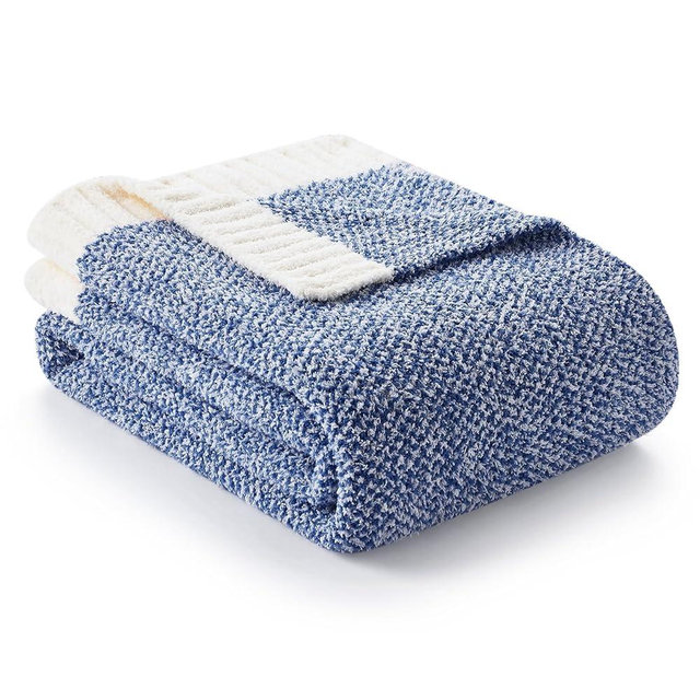 Snuggle Sac Royal Blue Throw Blankets for Couch, Super Soft Warm Blankets Cozy Knit Fuzzy Plush Lightweight Throws for Sofa, Bed,Living Room, Royal Blue, 50x60 inches