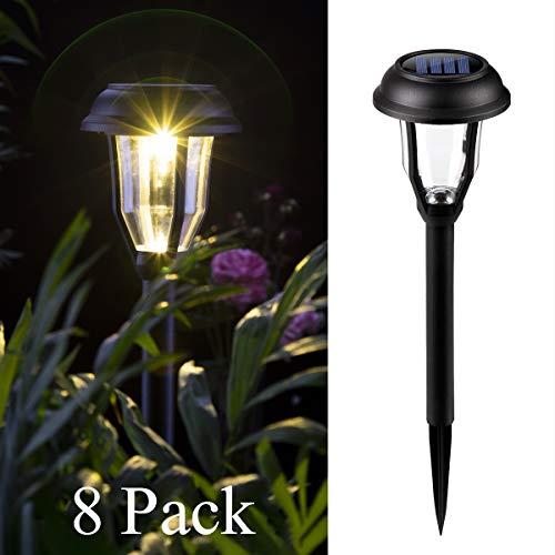 GIGALUMI Solar Pathway Lights Outdoor, 8 Pack Wireless LED Solar Garden Lights, Waterproof Solar Path Lights for Outdoor Patio, Yard, Walkway, Lawn. (Warm White)