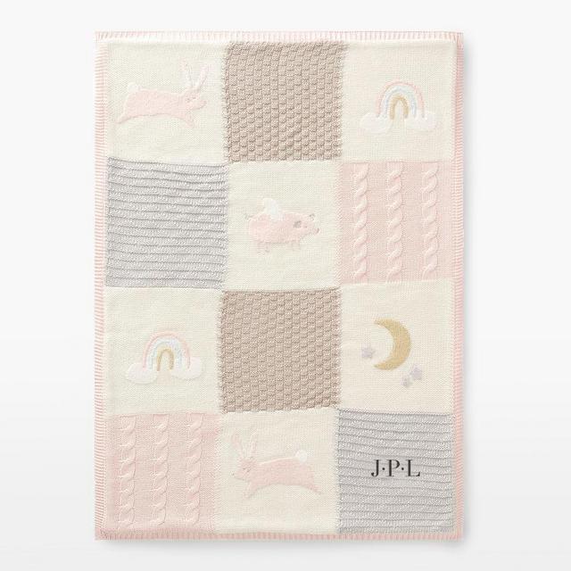 Heirloom Bunny Baby Blanket, Stroller Blanket, Blush