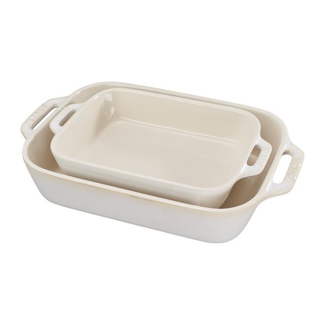 Staub Ceramic 2-pc Rectangular Baking Dish Set - Rustic Ivory