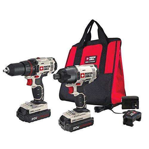 PORTER-CABLE 20V MAX Cordless Drill Combo Kit and Impact Driver, 2-Tool (PCCK604L2)